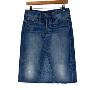 Y2K Vintage Gap Skirt Womens 2 Distressed Knee Length Jean Denim Cowgirl Boho